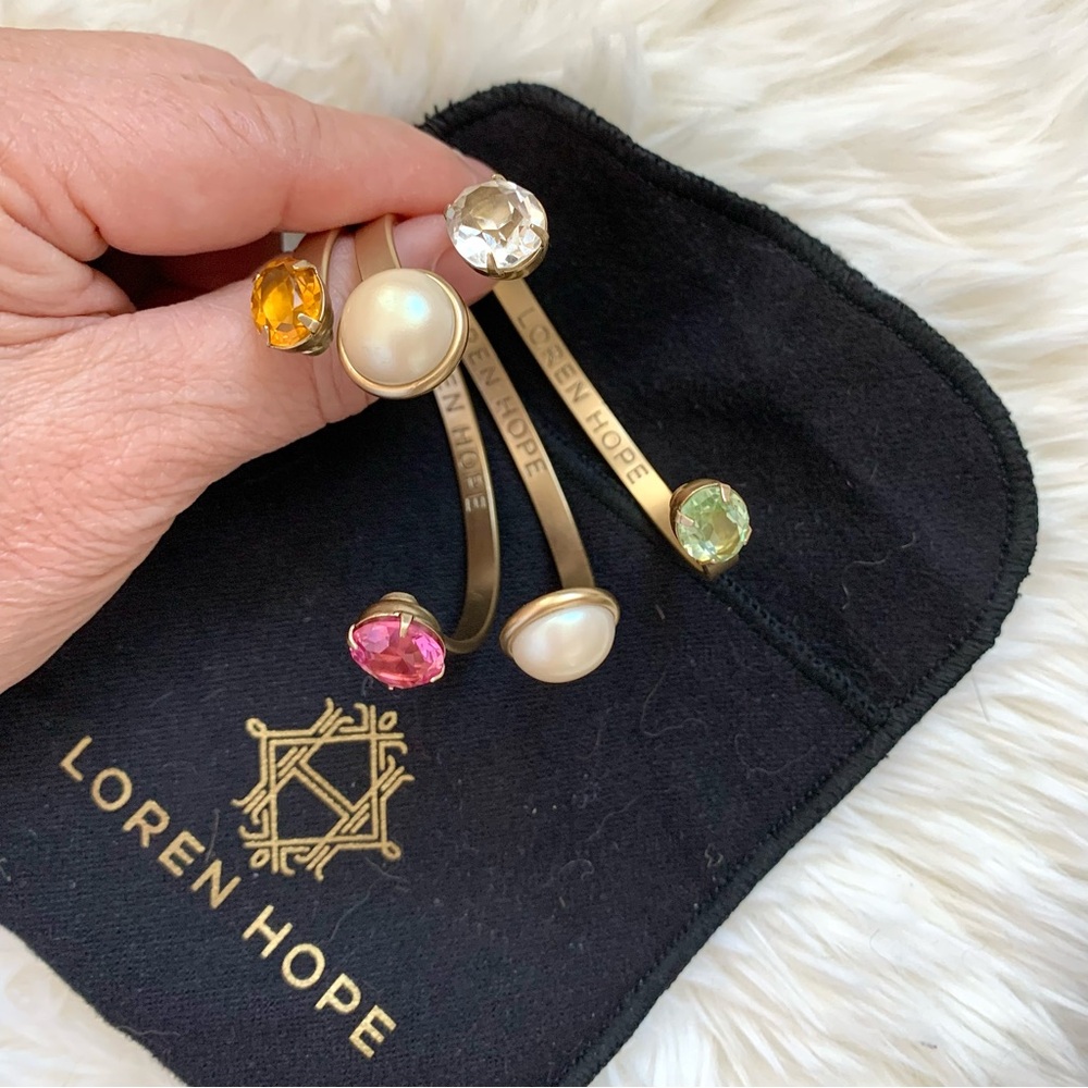 Loren Hope Set of 3 Cuff Bracelets with Sparkling Crystals